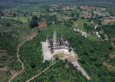 An Aerial Shot of Lakshmi Narayan Temple at Orchha, Madhya Pradesh, India