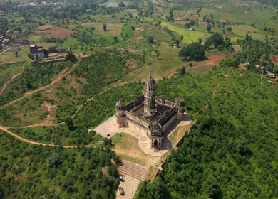 An Aerial Shot of Lakshmi Narayan Temple at Orchha, Madhya Pradesh, India