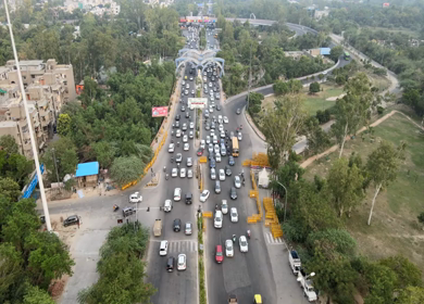 An Aerial Shot of Noida Gate,Uttar Pradesh,NCR in India