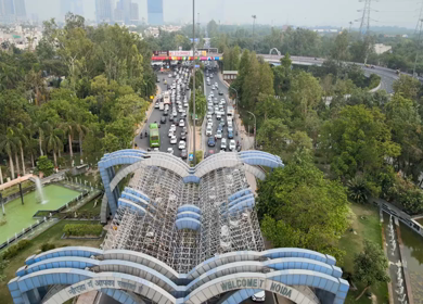 An Aerial Shot of Noida Gate,Uttar Pradesh,NCR in India