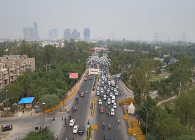 An Aerial Shot of Noida Gate,Uttar Pradesh,NCR in India