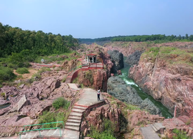 An Aerial Shot of Raneh Water Falls at Dhoguwan, Madhya Pradesh, India
