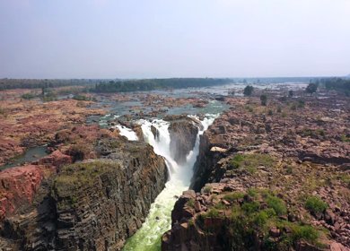 An Aerial Shot of Raneh Water Falls at Dhoguwan, Madhya Pradesh, India