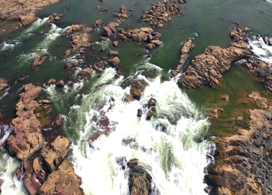 An Aerial Shot of Raneh Water Falls at Dhoguwan, Madhya Pradesh, India