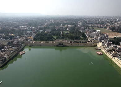 An Aerial Shot of Talkatora Lake at Jaipur, Rajasthan,India
