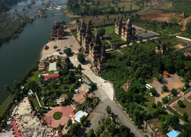 An Aerial Shot of The Royal Chhatris at Orchha, Madhya Pradesh, India