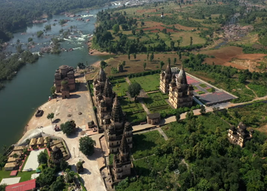 An Aerial Shot of The Royal Chhatris at Orchha, Madhya Pradesh, India