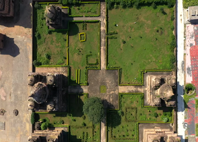 An Aerial Shot of The Royal Chhatris at Orchha, Madhya Pradesh, India