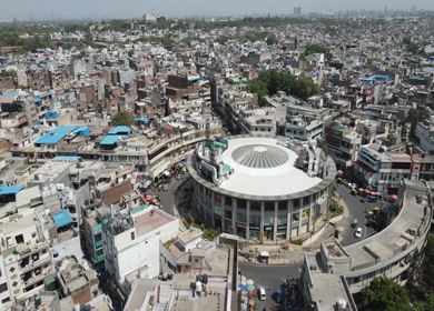 25th June 2022: An Aerial shot of Central Market at Kamla Nagar in New Delhi,India