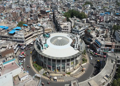 25th June 2022: An Aerial shot of Central Market at Kamla Nagar in New Delhi,India