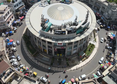 25th June 2022: An Aerial shot of Central Market at Kamla Nagar in New Delhi,India