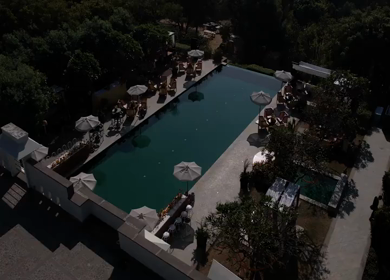 An Aerial shot of an Indian Wedding Venue Decoration in India