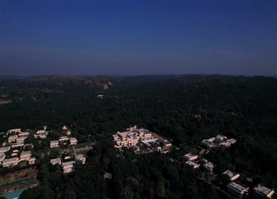 An Aerial shot of an Indian Wedding Venue Decoration in India