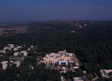 An Aerial shot of an Indian Wedding Venue Decoration in India
