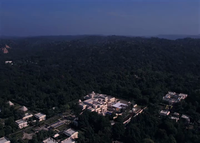 An Aerial shot of an Indian Wedding Venue Decoration in India