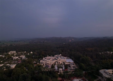 An Aerial shot of an Indian Wedding Venue Decoration in India