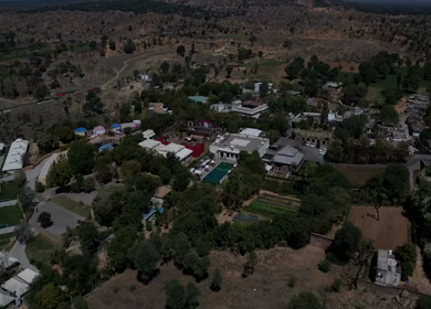 An Aerial shot of an Indian Wedding Venue Decoration in India