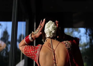 A Slow Motion Shot of an Indian Bride showing her Bridal Jewellery at her Indian Wedding in India