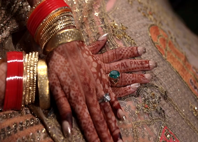 A Slow Motion Shot of an Indian Bride showing her Bridal Jewellery at her Indian Wedding in India