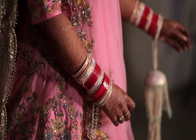 A Slow Motion Shot of an Indian Bride showing her Bridal Jewellery at her Indian Wedding in India