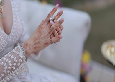 A Slow Motion Shot of an Indian Bride showing her Bridal Jewellery at her Indian Wedding in India