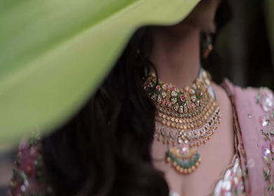 A Slow Motion Shot of an Indian Bride showing her Bridal Jewellery at her Indian Wedding in India