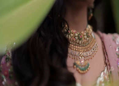 A Slow Motion Shot of an Indian Bride showing her Bridal Jewellery at her Indian Wedding in India