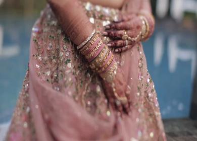 A Slow Motion Shot of an Indian Bride showing her Bridal Jewellery at her Indian Wedding in India