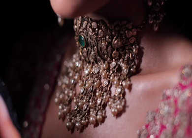 A Slow Motion Shot of an Indian Bride showing her Bridal Jewellery at her Indian Wedding in India