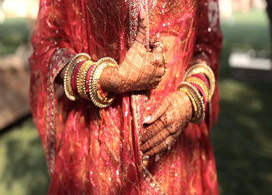 A Slow motion Shot of an Indian Bride showing her Bridal Jewellery at her Indian Wedding in India