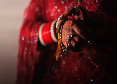 A Slow motion Shot of an Indian Bride showing her Bridal Jewellery at her Indian Wedding in India