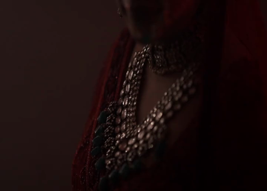 A Slow motion Shot of an Indian Bride showing her Bridal Jewellery at her Indian Wedding in India