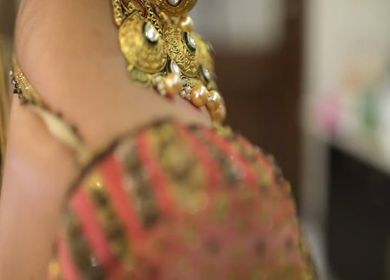 A Slow motion Shot of an Indian Bride showing her Bridal Jewellery at her Indian Wedding in India