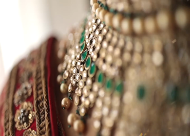 A Slow motion Shot of an Indian Bride showing her Bridal Jewellery at her Indian Wedding in India