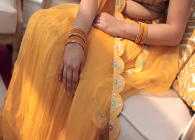 A Slow motion Shot of an Indian Bride showing her Bridal Jewellery at her Indian Wedding in India