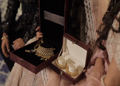 A Slow Motion Shot of an Indian Bride showing her Bridal Jewellery at her Indian Wedding in India