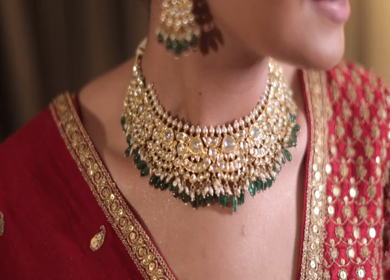 A Slow Motion Shot of an Indian Bride showing her Bridal Jewellery at her Indian Wedding in India
