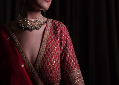 A Slow Motion Shot of an Indian Bride showing her Bridal Jewellery at her Indian Wedding in India
