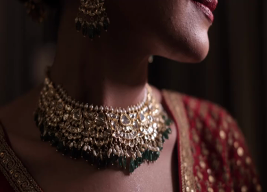A Slow Motion Shot of an Indian Bride showing her Bridal Jewellery at her Indian Wedding in India