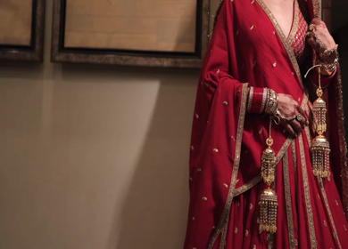 A Slow Motion Shot of an Indian Bride showing her Bridal Jewellery at her Indian Wedding in India