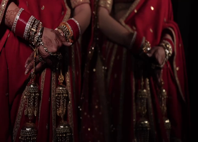 A Slow Motion Shot of an Indian Bride showing her Bridal Jewellery at her Indian Wedding in India