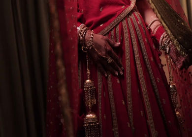 A Slow Motion Shot of an Indian Bride showing her Bridal Jewellery at her Indian Wedding in India