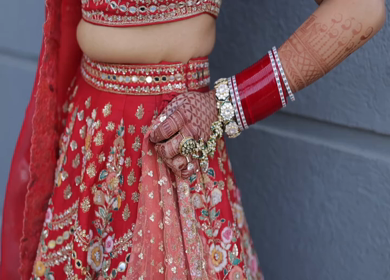 A Slow Motion Shot of an Indian Bride showing her Bridal Jewellery at her Indian Wedding in India