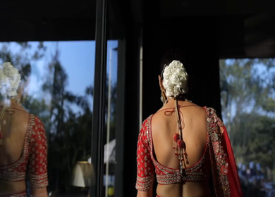 A Slow Motion Shot of an Indian Bride showing her Bridal Jewellery at her Indian Wedding in India