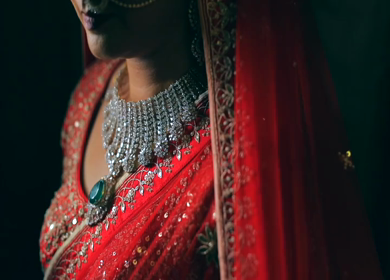 September 2022: A Shot of an Indian Bride showing her Bridal Jewellery at Wedding in India