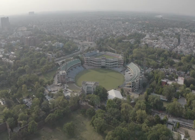 An aerial shot of the Empty Cricket Stadium  Lockdown at New Delhi,India