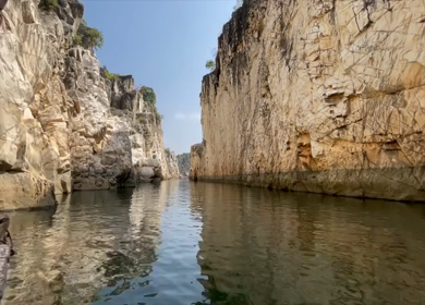 A shot of Bhedaghat Boating Point in Jabalpur, Madhya Pradesh, India