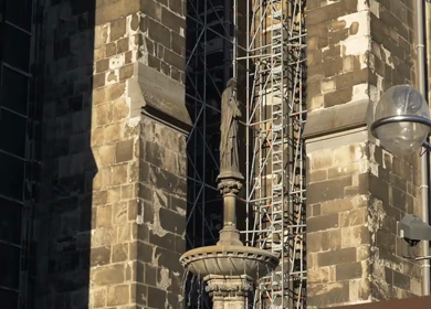 20th March 2026 : A shot of Historic Fountain with Lion Sculptures Near Cologne Cathedral Germany