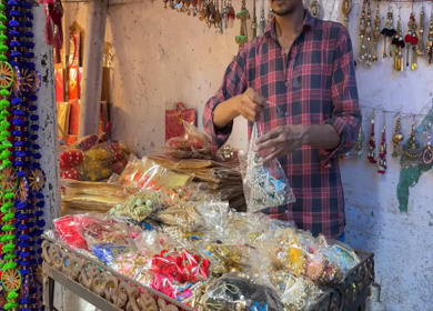 A shot of People Shopping at Decorative Items Shop in Delhi