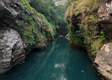 A shot of Scenic Natural Pool in Forest Gorge Meghalaya India